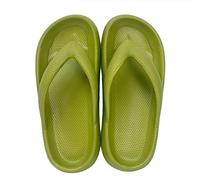 XKUN Flip Flops Summer Casual Thong Slippers Outdoor Beach Sandals EVA Flat Platform Comfy Shoes Women Couple Thick Soled-Green,44-45