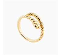XKUN Gold Plated Snake Rings For Women Men 925 Silver Stackable Women Rings Stereoscopic Snake Adjustable-Gold 2,1Pcs