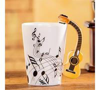 XKUN Mug Ceramic Golden Music Note Mug Violin Handle Coffee Mug Guitar Style Cups And Mugs Gift For Music Lovers-Guitar,201-300Ml