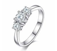 XKUN Rings Zircon Rings For Women 925 Sterling Silver Three Stone Engagement Wedding Rings Gifts