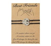 XKUZRWE Best Friend Bracelets Friendship Bff Pinky Promise Matching Distance Heart Butterfly Tortoise Bracelet Sister Gifts Handmade Jewelry for Women Girls with Meaning Card (ban heart)