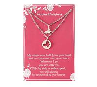 XKUZRWE Mother & Daughter bracelet Silver Mothers Day Gifts Matching Heart Butterfly Dandelion Elephant Bracelets Set Mommy and Me with Meaning Card for Mom Women Girls Gift (Butterfly ②)
