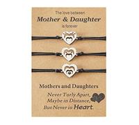 XKUZRWE Mother & Daughter bracelet Silver Mothers Day Gifts Matching Heart Butterfly Dandelion Elephant Bracelets Set Mommy and Me with Meaning Card for Mom Women Girls Gift (Heart ②)