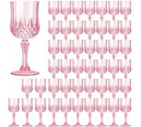 XKXKKE 48 Pcs Pink Plastic Wine Glasses, Pink Plastic Goblets for Parties, Pink Drinking Glasses for Wedding Reception, Grand Event Party Supplies