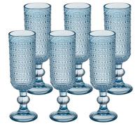 XKXKKE 6 Pcs 5 Ounces Glass Champagne Flutes, Vintage Hobnail Beaded Embossed Colored Glass Sparkling Wine Glasses for Champagne, Cava, Prosecco, Party, Wedding, Bar Fancy Glasses Set of 6 Blue