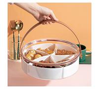 XKXKKE Clear Divided Serving Tray with Lid & Handle, Portable Round Plastic Veggie Tray, Platter Food Storage Container Box for Candy, Appetizer, Snack, Dried Fruit, Nuts, Vegetable, Party
