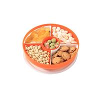 XKXKKE Divided Serving Dishes with Lid,Serving Bowls,Multifunctional Party Snack Tray for Fruits,Nuts,Candies,Crackers,Veggies Orange