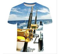 XKYDYF Unisex 3D T-Shirts Hd Digital Leisure 3D Printing Funny Fish T-Shirt Men Fishing T-Shirt O Collar Jacket T-Shirt Interesting Fish T-Shirt S