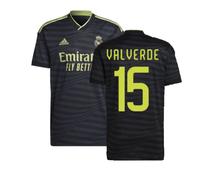 Real Madrid Men's 2022 - 2023 Third Shirt - Valverde 15 in Black | Size: XL Real Madrid Black XL