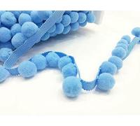 XL 2cm Pom Pom Bobble Trim Fringe Pompom Trimming Cushions Curtains Home Decor Sewing Craft Projects - Sky Blue - Per Metre