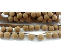 XL 2cm Pom Pom Bobble Trim Fringe Pompom Trimming Cushions Curtains Home Decor Sewing Craft Projects - Dark Beige - Per Metre