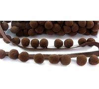 XL 2cm Pom Pom Bobble Trim Fringe Pompom Trimming Cushions Curtains Home Decor Sewing Craft Projects - Dark Brown - Per Metre
