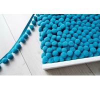 XL 2cm Pom Pom Bobble Trim Fringe Pompom Trimming Cushions Curtains Home Decor Sewing Craft Projects - Sold by The Metre - Turquoise