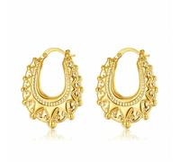 XL 48mm Gold Long Gypsy Creole Earrings, Elegant Earrings with 18K Real Gold Plating, Trendy Fashion Statement for Women and Teens (48mm x 40mm) - Bling King London