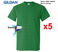 (XL) 5 Packs Gildan T-SHIRT Blank Plain Basic Men Heavy Cotton (Antique Irish)