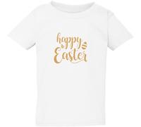 (XL / 5T / 4-5 YO) Gorgeous Happy Easter Egg Gold Text White Kids Boys Girls T Shirt Tee Top