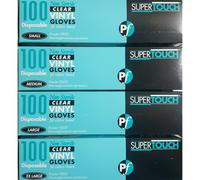 (XL 9.5) 1 BOX OF 100 SUPERTOUCH DISPOSABLE CLEAR VINYL GLOVES S M L XL POWDER FREE NON STERILE