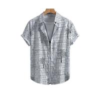 (XL, as the picture) Men's Short-sleeve Shirt Palm Tree Line Design Shirt for Men Middle Eastern Style, Retro, Summer, New 2025 Collection.