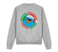 (XL, Athletic Heather) Sesame Street Unisex Adult Official Cookie Tester Cookie Monster Christmas Sweatshirt
