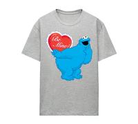 (XL, Athletic Heather) Sesame Street Womens/Ladies Be Mine Cookie Monster Valentine's Day T-Shirt