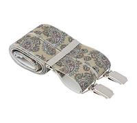 XL Beige Paisley Braces for Men - Trouser Braces Clip Suspenders X Back XL Extra Large 48 Inches Long 4 Strong Silver Clips (XL (48 Inches Long), Beige)
