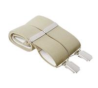 XL Beige Trouser Braces 35mm Wide Elastic 4 Strong Silver Clips 48 Inches Extra Long Adjustable