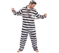 (XL) Black and white prisoner costume for men