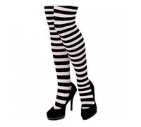 (XL) Black and White Striped Tights