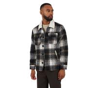 (XL, Black/Cream/Orange) Brave Soul Mens Checked Brushed Jacket