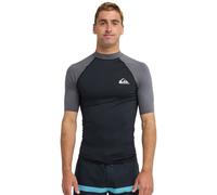 (XL, Black/Iron Gate) Quiksilver Mens Everyday Short Sleeve UV Protect Surf Surfing Rash Guard Vest