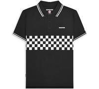 (XL, Black) Lambretta Mens Two Toned Tipped Short Sleeve Checked Polo Shirt Top Tee