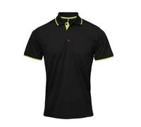 (XL, Black/Lime Green) Premier Mens Coolchecker Contrast Pique Polo Shirt