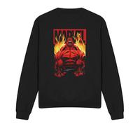 (XL, Black) Marvel Unisex Adult Red Hulk Fire Sweatshirt