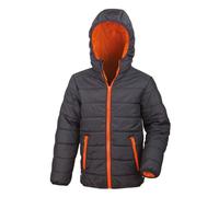 (XL, Black/ Orange) Result Core Childrens/Kids Junior Padded Showerproof & Windproof Jacket