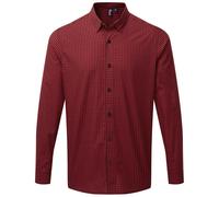 (XL, Black/Red) Premier Mens Maxton Checked Long-Sleeved Shirt