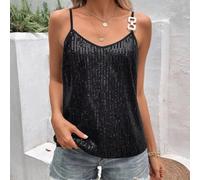 (XL, black) Sequin Halter Tank Top Women's Sense Of The Base To Wear A Top Outside The Banquet Annual Suit To Match