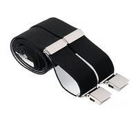 XL Black Trouser Braces 35mm Wide 4 Heavy Duty Strong Silver Clips 48 Inches Extra Long