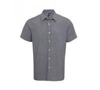 (XL, Black/White) Premier Mens Gingham Short Sleeve Shirt