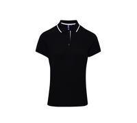 (XL, Black/White) Premier Womens/Ladies Contrast Coolchecker Polo Shirt