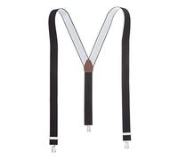 XL Black Y Back Trouser Braces Suspenders for Men 3 Clip Plain 35mm Wide Adjustable Strong Silver Clips Extra Long Size 48 Inches (XL (48 Inches Long), Black)