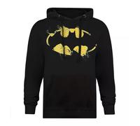 (XL, Black/Yellow) Batman Mens Painted Effect Logo Hoodie