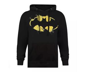 (XL, Black/Yellow) Batman Mens Painted Effect Logo Hoodie