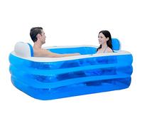 XL Blue Color Inflatable Bath Tub Plastic Portable Foldable Bathtub Soaking Bathtub Home SPA Bath Equip with Electric Air Pump, 160x120x60cm (Color : Blue, Size : 160cm)
