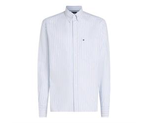 (XL, Breezy Blue/White) Tommy Hilfiger Mens Striped Oxford Shirt