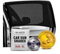 XL/Car Side Window Shades for SUV. 8 Sizes/2 Pack. Stretch-to-Fit Mesh for Rear Windows Up to H:20" x W:46". Sun, Heat & Bugs Protection, Blocks 96% UVA. Camping Windows Screens | Qualizzi®