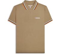 (XL, Cashew/White/Navy/Apricot) Lambretta Mens Target Triple Tipped Retro Polo Shirt