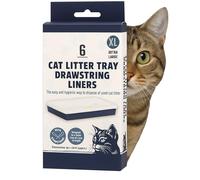 XL Cat Litter Tray Drawstring Liners, Extra Large 96 x 48 cm, Strong Disposable Bags with Yellow Drawstring (6)
