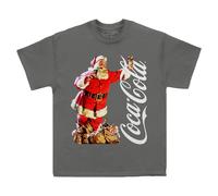 (XL, Charcoal) Coca-Cola Unisex Adult Leaning Santa T-Shirt