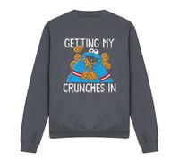 (XL, Charcoal) Sesame Street Unisex Adult My Crunches Cookie Monster Sweatshirt