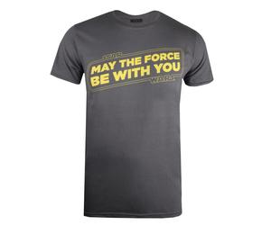 (XL, Charcoal/Yellow) Star Wars Mens May The Force Be With You T-Shirt